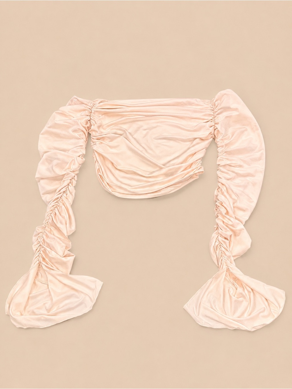 SHEIN Ruched Off-Shoulder Crop Top in Light Blush